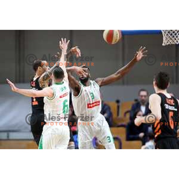 Marvin Jones of Petrol Olimpija in action during ABA league basketball match between Petrol Olimpija and Cedevita in Tivoli Hall, Ljubljana on March 10, 2019