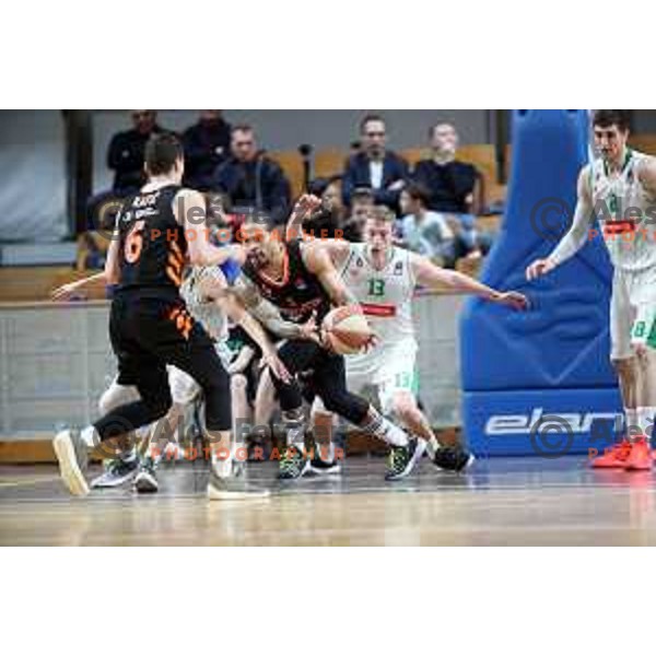 Miha Lapornik of Petrol Olimpija in action during ABA league basketball match between Petrol Olimpija and Cedevita in Tivoli Hall, Ljubljana on March 10, 2019