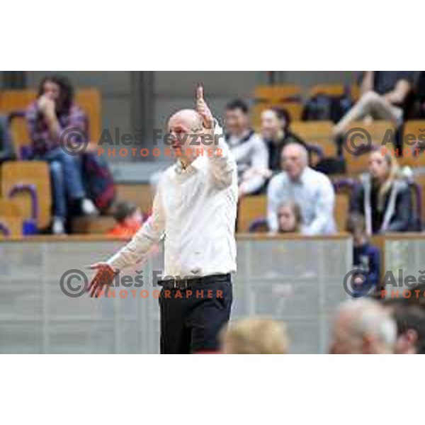 Jure Zdovc, head coach of Petrol Olimpija in action during ABA league basketball match between Petrol Olimpija and Cedevita in Tivoli Hall, Ljubljana on March 10, 2019