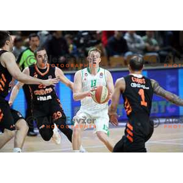 Miha Lapornik of Petrol Olimpija in action during ABA league basketball match between Petrol Olimpija and Cedevita in Tivoli Hall, Ljubljana on March 10, 2019