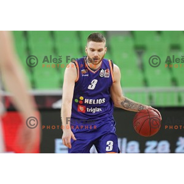 of Petrol Olimpija in action during Nova KBM league basketball match between Petrol Olimpija and Helios suns in Stozice, Ljubljana, Slovenia on March 14, 2019