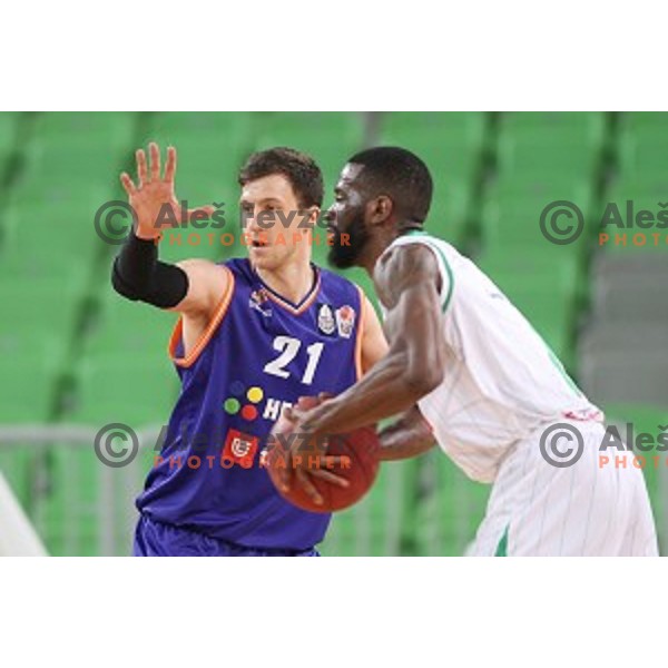Blaz Mahkovic of Helios Suns in action during Nova KBM league basketball match between Petrol Olimpija and Helios suns in Stozice, Ljubljana, Slovenia on March 14, 2019