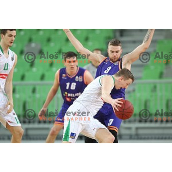 Miha Lapornik of Petrol Olimpija in action during Nova KBM league basketball match between Petrol Olimpija and Helios suns in Stozice, Ljubljana, Slovenia on March 14, 2019