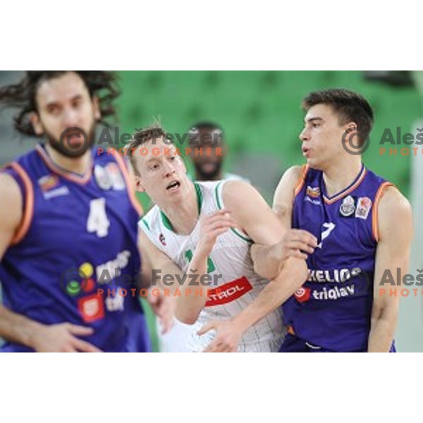 Miha Lapornik of Petrol Olimpija in action during Nova KBM league basketball match between Petrol Olimpija and Helios suns in Stozice, Ljubljana, Slovenia on March 14, 2019