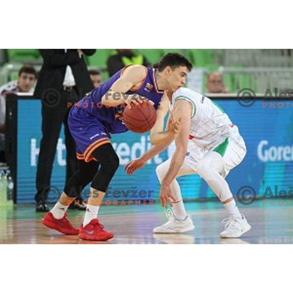 of Petrol Olimpija in action during Nova KBM league basketball match between Petrol Olimpija and Helios suns in Stozice, Ljubljana, Slovenia on March 14, 2019