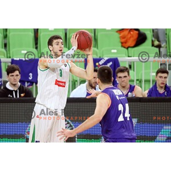 Aleksandar Lazic in action during Nova KBM league basketball match between Petrol Olimpija and Helios suns in Stozice, Ljubljana, Slovenia on March 14, 2019