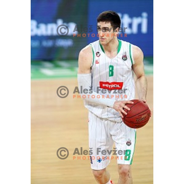 Aleksandar Lazic in action during Nova KBM league basketball match between Petrol Olimpija and Helios suns in Stozice, Ljubljana, Slovenia on March 14, 2019