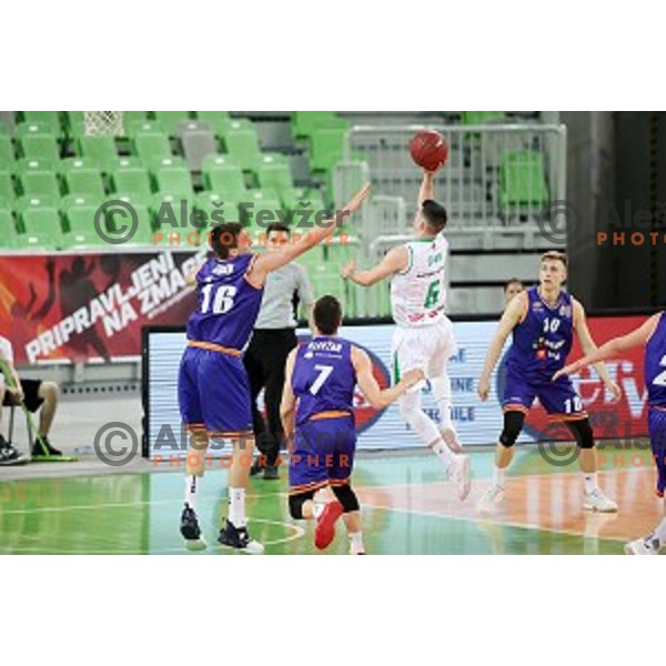 Jan Span of Petrol Olimpija in action during Nova KBM league basketball match between Petrol Olimpija and Helios suns in Stozice, Ljubljana, Slovenia on March 14, 2019