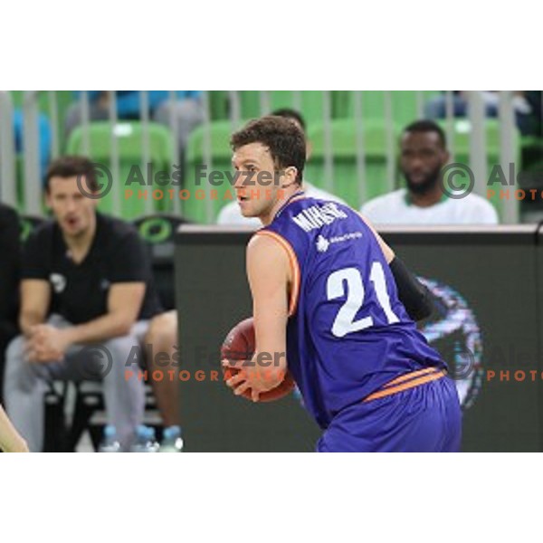 Blaz Mahkovic in action during Nova KBM league basketball match between Petrol Olimpija and Helios suns in Stozice, Ljubljana, Slovenia on March 14, 2019