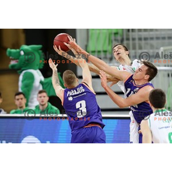 action during Nova KBM league basketball match between Petrol Olimpija and Helios suns in Stozice, Ljubljana, Slovenia on March 14, 2019