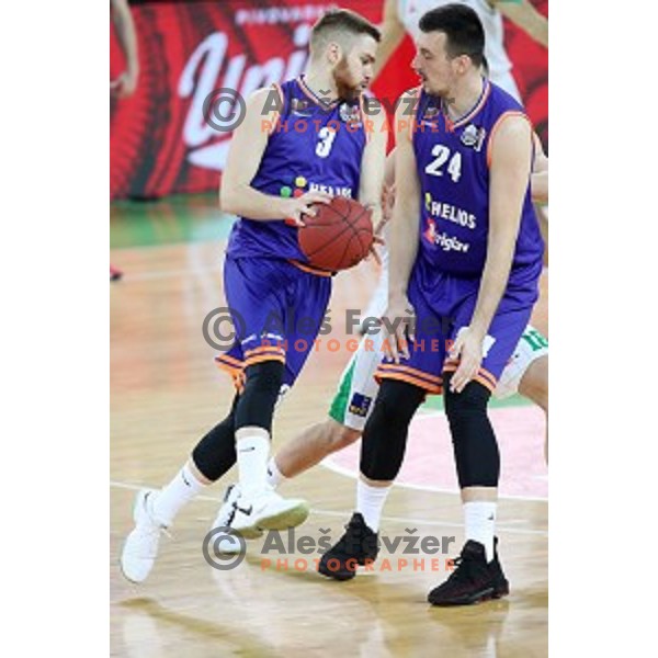action during Nova KBM league basketball match between Petrol Olimpija and Helios suns in Stozice, Ljubljana, Slovenia on March 14, 2019