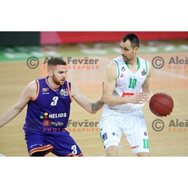 action during Nova KBM league basketball match between Petrol Olimpija and Helios suns in Stozice, Ljubljana, Slovenia on March 14, 2019