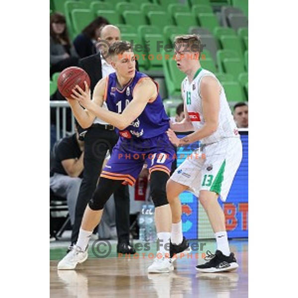 Miha Lapornik of Petrol Olimpija in action during Nova KBM league basketball match between Petrol Olimpija and Helios suns in Stozice, Ljubljana, Slovenia on March 14, 2019