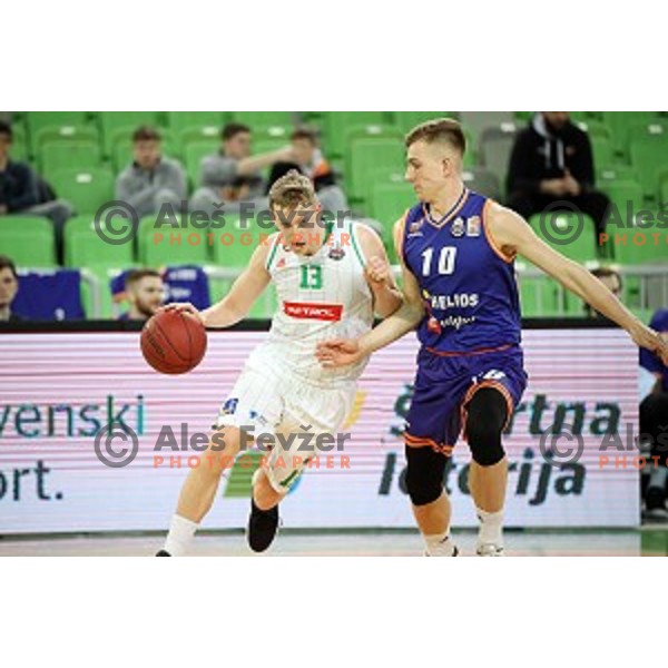 Miha Lapornik of Petrol Olimpija in action during Nova KBM league basketball match between Petrol Olimpija and Helios suns in Stozice, Ljubljana, Slovenia on March 14, 2019