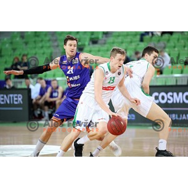 Miha Lapornik of Petrol Olimpija in action during Nova KBM league basketball match between Petrol Olimpija and Helios suns in Stozice, Ljubljana, Slovenia on March 14, 2019