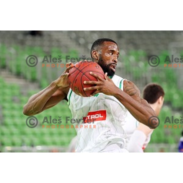 Marvin Jones in action during Nova KBM league basketball match between Petrol Olimpija and Helios suns in Stozice, Ljubljana, Slovenia on March 14, 2019