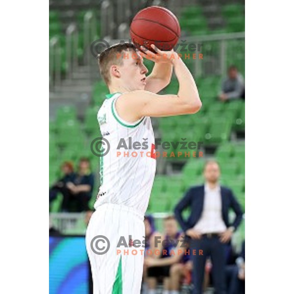Miha Lapornik of Petrol Olimpija in action during Nova KBM league basketball match between Petrol Olimpija and Helios suns in Stozice, Ljubljana, Slovenia on March 14, 2019