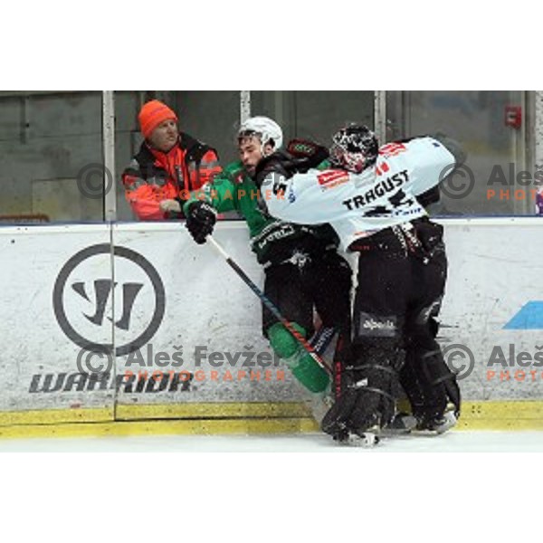 Zan Jezovsek of SZ Olimpija in action during quarter-final of Alps League between SZ Olimpija and Rittner Baum in Tivoli Hall, Ljubljana on March 18, 2019