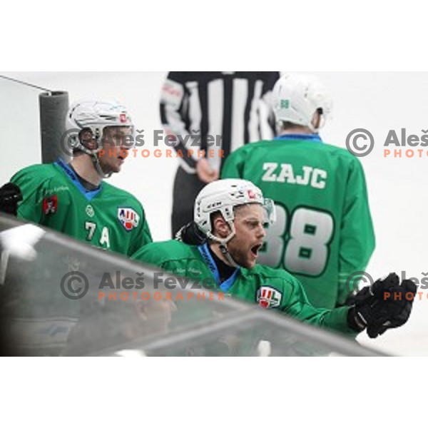 Ziga Svete of SZ Olimpija in action during quarter-final of Alps League between SZ Olimpija and Rittner Baum in Tivoli Hall, Ljubljana on March 18, 2019