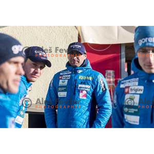members of Slovenia Ski jumping departing with train from Ljubljana to Jesenice on March 20, 2019 before start of World Cup Ski Jumping Final in Planica, Slovenia