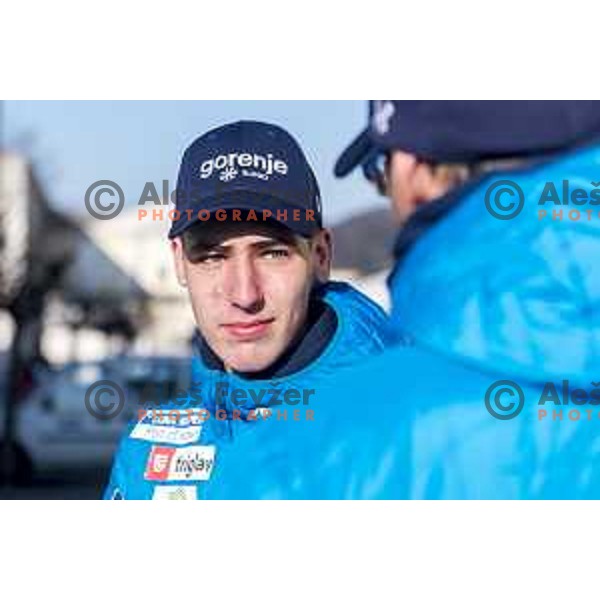members of Slovenia Ski jumping departing with train from Ljubljana to Jesenice on March 20, 2019 before start of World Cup Ski Jumping Final in Planica, Slovenia