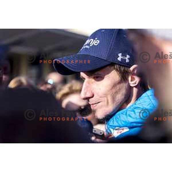 members of Slovenia Ski jumping departing with train from Ljubljana to Jesenice on March 20, 2019 before start of World Cup Ski Jumping Final in Planica, Slovenia