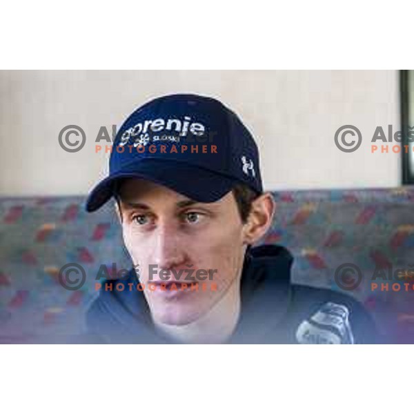 members of Slovenia Ski jumping departing with train from Ljubljana to Jesenice on March 20, 2019 before start of World Cup Ski Jumping Final in Planica, Slovenia