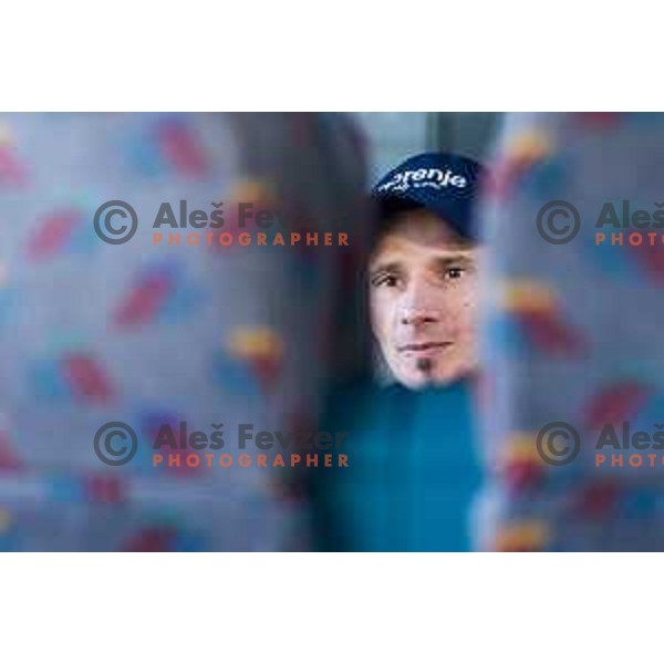 members of Slovenia Ski jumping departing with train from Ljubljana to Jesenice on March 20, 2019 before start of World Cup Ski Jumping Final in Planica, Slovenia