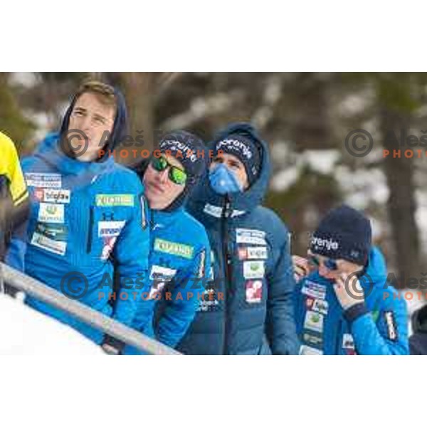 members of Slovenia Ski jumping departing with train from Ljubljana to Jesenice on March 20, 2019 before start of World Cup Ski Jumping Final in Planica, Slovenia