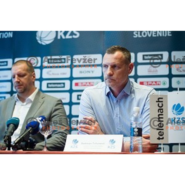 Matej Erjavec, Radoslav Trifunovic during the press conference of the Slovenian basketball federation, Austria trend hotel, Ljubljana on March 21, 2019