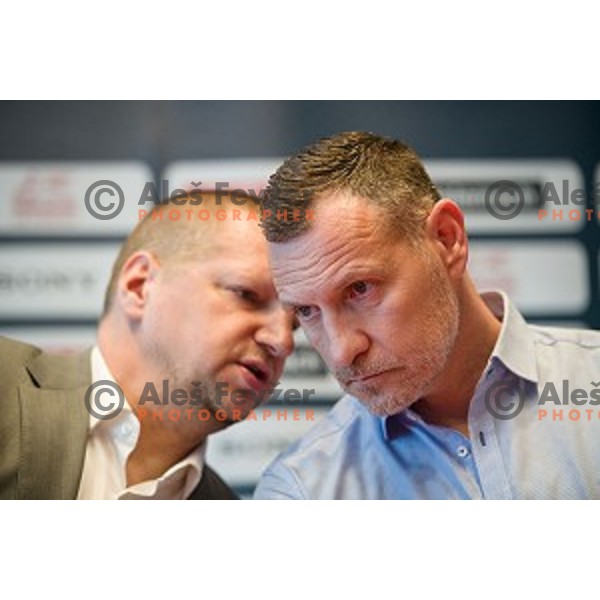 Matej Erjavec, Radoslav Trifunovic during the press conference of the Slovenian basketball federation, Austria trend hotel, Ljubljana on March 21, 2019