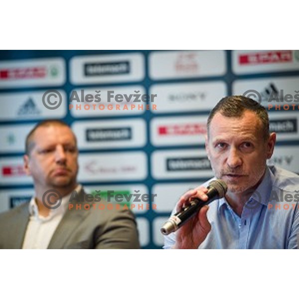 Matej Erjavec, Radoslav Trifunovic during the press conference of the Slovenian basketball federation, Austria trend hotel, Ljubljana on March 21, 2019