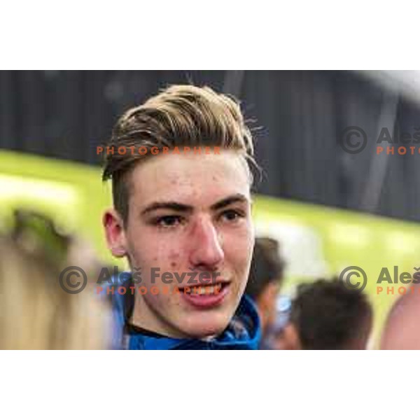 Timi Zajc at Ski flying team competition during World Cup Ski jumping in Planica, Slovenia on March 23, 2019