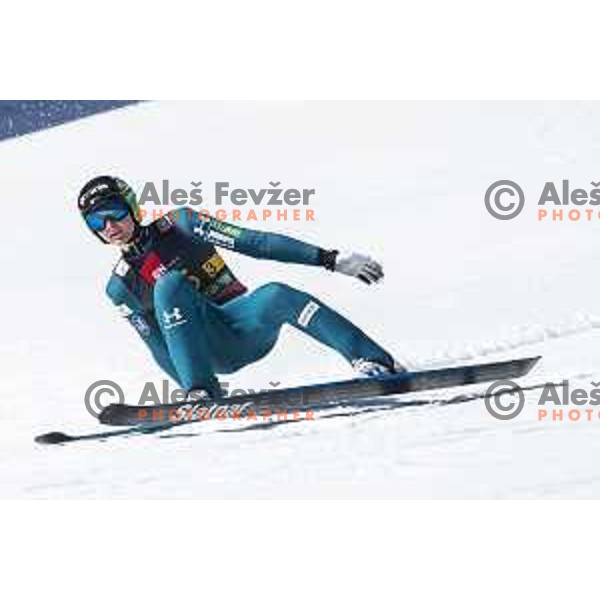 Domen Prevc at Ski flying team competition during World Cup Ski jumping in Planica, Slovenia on March 23, 2019