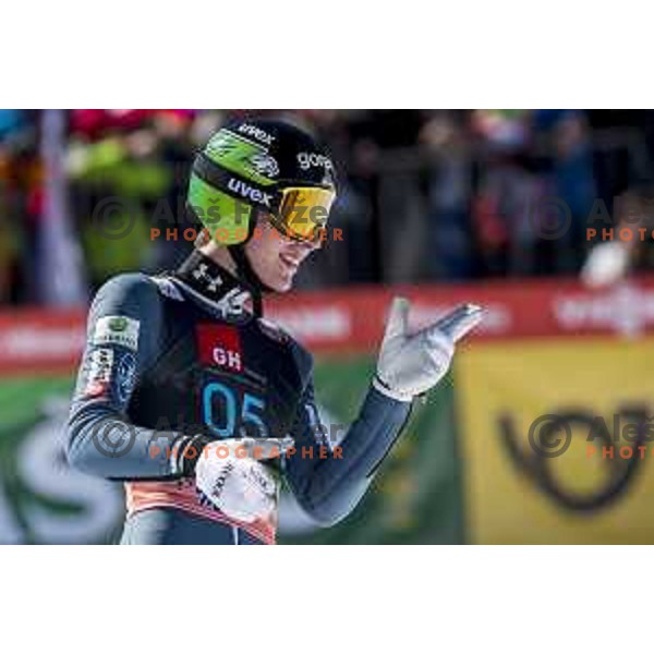 Timi Zajc at Ski flying team competition during World Cup Ski jumping in Planica, Slovenia on March 23, 2019