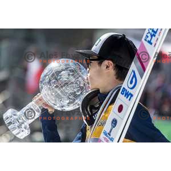 Ryoyu Kobayashi (JPN) overall winner of World Cup Ski jumping season 2018/2019 in Planica, Slovenia on March 23, 2019