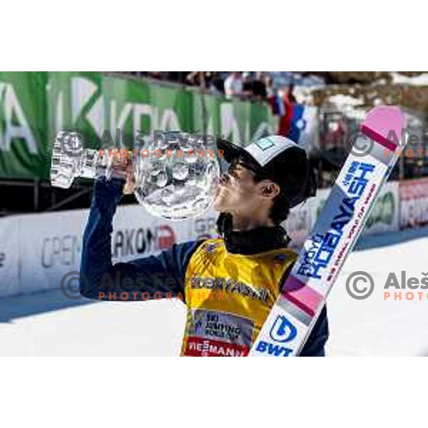 Ryoyu Kobayashi (JPN) overall winner of World Cup Ski jumping season 2018/2019 in Planica, Slovenia on March 24, 2019