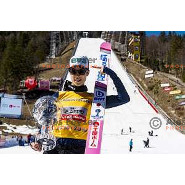 Ryoyu Kobayashi (JPN) overall winner of World Cup Ski jumping season 2018/2019 in Planica, Slovenia on March 24, 2019