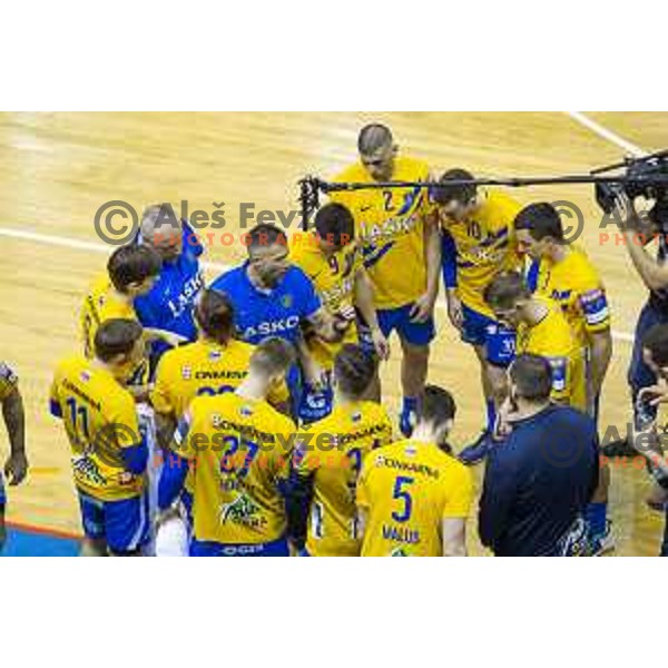 Tomaz Ocvirk, head coach of Celje Pivovarna Lasko during handball match between Celje Pivovarna Lasko and Maribor Branik, 1.NLB Leasing League 2018/19, played in Zlatorog Arena, Celje, Slovenia on March 29, 2019
