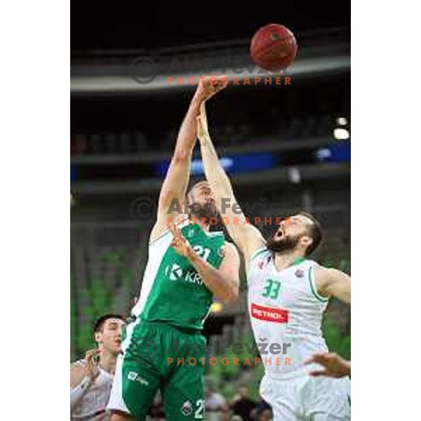Jure Lalic in action during Nova KBM league basketball match between Petrol Olimpija and Krka in Stozice, Ljubljana, Slovenia on April 5, 2019