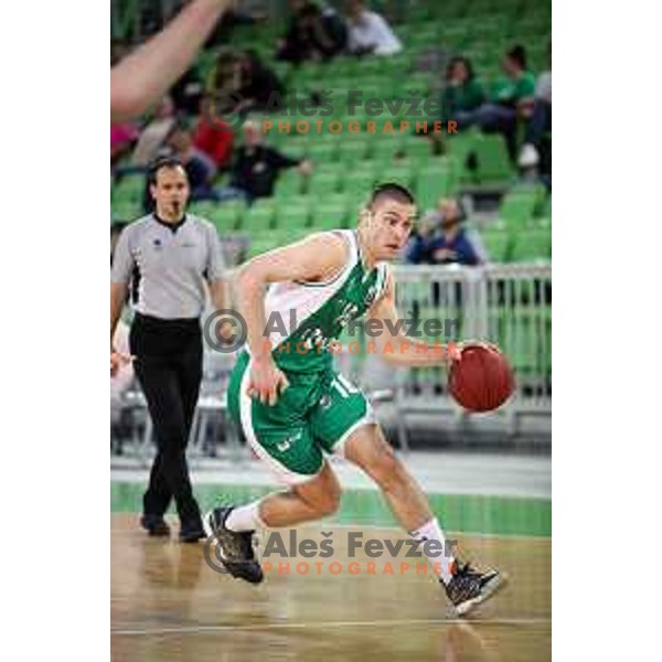Marko Josilo in action during Nova KBM league basketball match between Petrol Olimpija and Krka in Stozice, Ljubljana, Slovenia on April 5, 2019