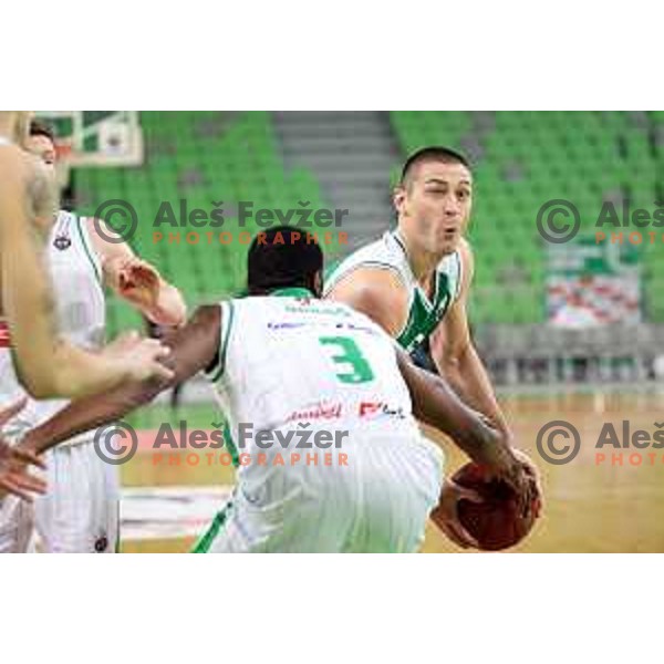 Marko Josilo in action during Nova KBM league basketball match between Petrol Olimpija and Krka in Stozice, Ljubljana, Slovenia on April 5, 2019