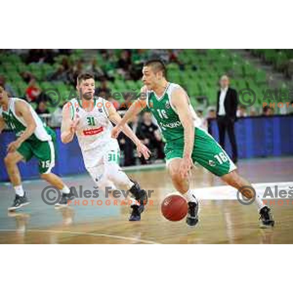 Marko Josilo in action during Nova KBM league basketball match between Petrol Olimpija and Krka in Stozice, Ljubljana, Slovenia on April 5, 2019