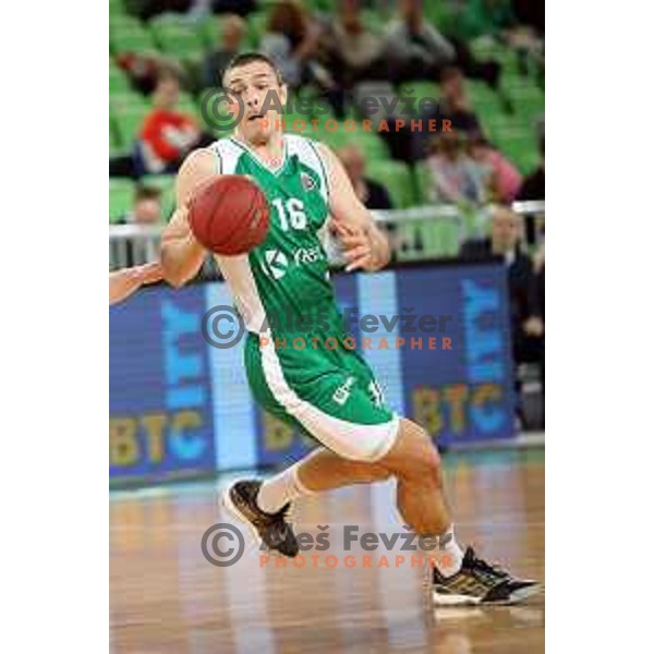 Marko Josilo in action during Nova KBM league basketball match between Petrol Olimpija and Krka in Stozice, Ljubljana, Slovenia on April 5, 2019