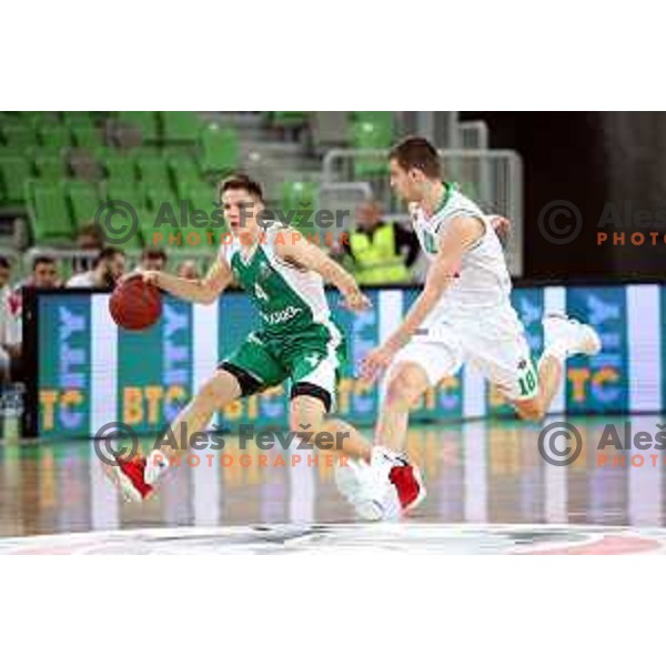 Roko Badzim in action during Nova KBM league basketball match between Petrol Olimpija and Krka in Stozice, Ljubljana, Slovenia on April 5, 201