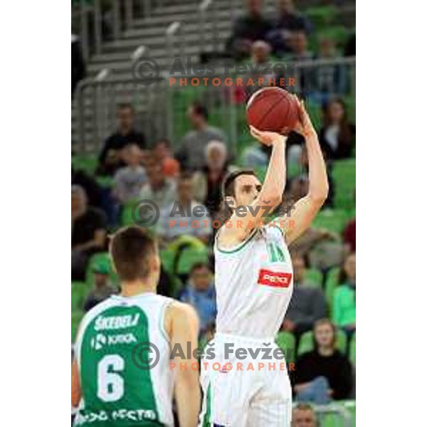 Domen Lorbek in action during Nova KBM league basketball match between Petrol Olimpija and Krka in Stozice, Ljubljana, Slovenia on April 5, 2019