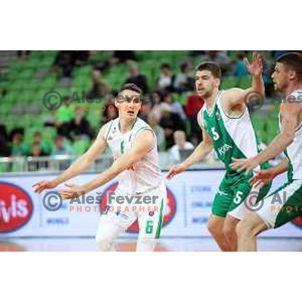 Jan Span in action during Nova KBM league basketball match between Petrol Olimpija and Krka in Stozice, Ljubljana, Slovenia on April 5, 201