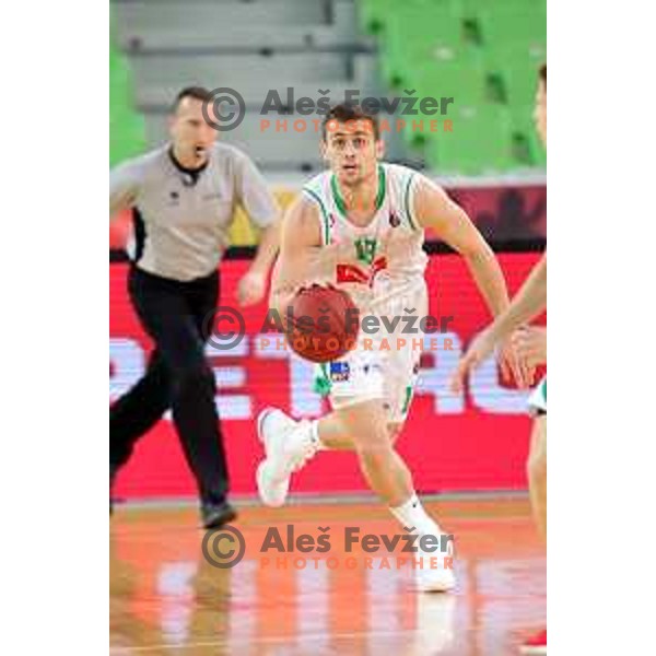 Roko Badzim in action during Nova KBM league basketball match between Petrol Olimpija and Krka in Stozice, Ljubljana, Slovenia on April 5, 2019