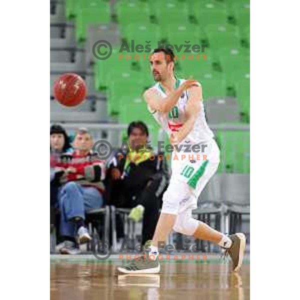 Domen Lorbek in action during Nova KBM league basketball match between Petrol Olimpija and Krka in Stozice, Ljubljana, Slovenia on April 5, 2019