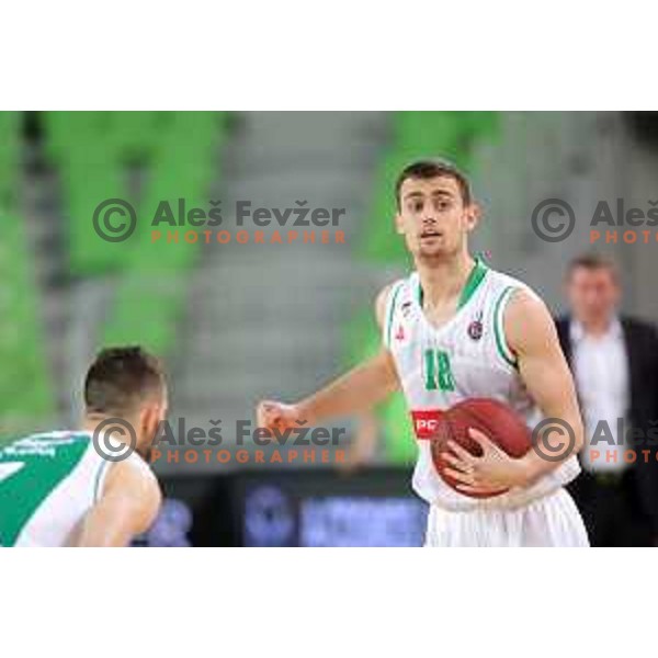 Roko Badzim in action during Nova KBM league basketball match between Petrol Olimpija and Krka in Stozice, Ljubljana, Slovenia on April 5, 201